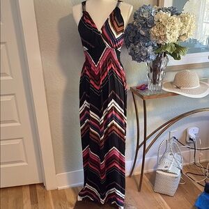 Lascana Multicolor Chevron Maxi Dress Sz 8
